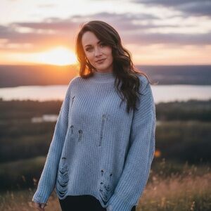 Moral Fiber Warm & Cozy Distressed Knit Sweater - XL